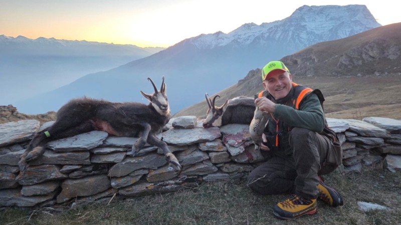 Enzo Bracco nella riserva di caccia di Viridio in una giornata di grazia